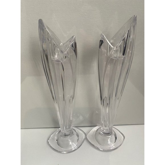 WATERFORD MARQUIS CRYSTAL PALMA CANDLESTICKS SCULPTED LEAVES MADE IN AUSTRIA - Picture 5 of 7